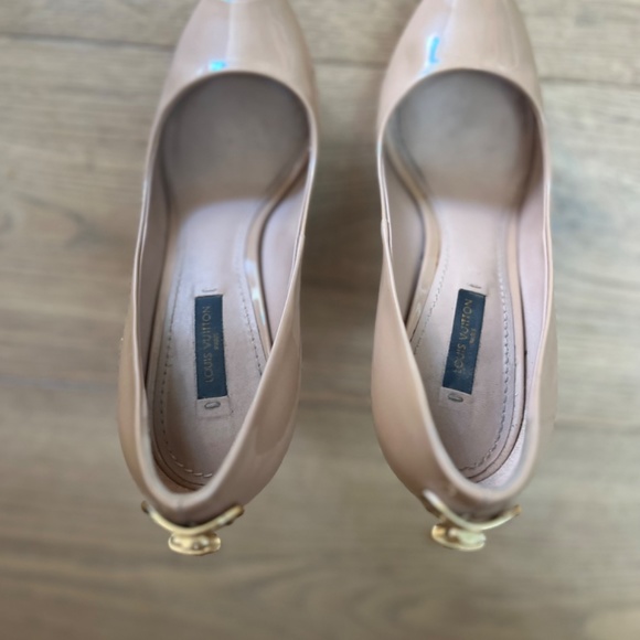 Louis Vuitton Beige Patent Leather Oh Really! Peep Toe Platform Pumps Size 37.5 - Picture 3 of 8